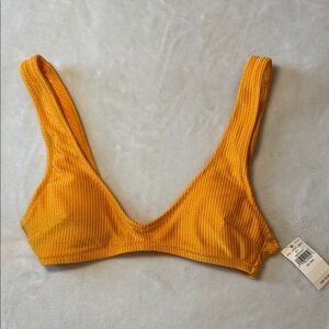 NEW Aerie Orange Ribbed Scoop Bikini Top Size XXS